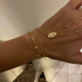 925 Silver | Beaded Chain Hamsa Hand Chain