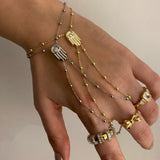 925 Silver | Beaded Chain Hamsa Hand Chain