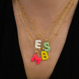 925 Silver | Custom Colorful Permanent Enamel Letter Necklace