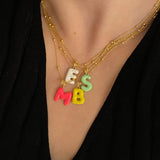 925 Silver | Custom Colorful Permanent Enamel Letter Necklace