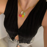 925 Silver | Custom Colorful Permanent Enamel Letter Necklace