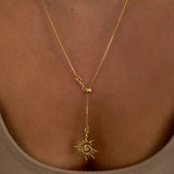 925 Silver | Adjustable Sun Pendant Snake Chain Necklace