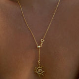 925 Silver | Adjustable Sun Pendant Cable Chain Necklace