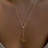 925 Silver | Adjustable Sun Pendant Cable Chain Necklace