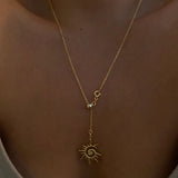 925 Silver | Adjustable Sun Pendant Cable Chain Necklace