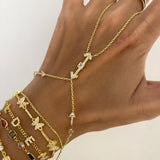 925 Silver | Double Chain Arrow Hand Chain with Stones