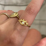 925 Silver | Minimal Eye Ring with White Stone Detailing