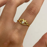 925 Silver | Minimal Eye Ring with White Stone Detailing