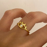 925 Silver | Minimal Eye Ring with White Stone Detailing