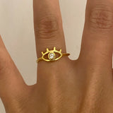 925 Silver | Minimal Eye Ring with White Stone Detailing