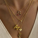 925 Silver | Custom Colorful Stone Letter Necklace