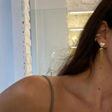 925 Silver | Dangling Chain Heart Earrings with Stone Detailing