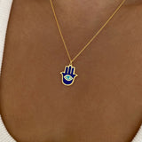 925 Silver | Enamel Hamsa Hand Necklace