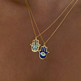 925 Silver | Enamel Hamsa Hand Necklace