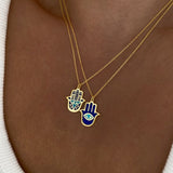 925 Silver | Enamel Hamsa Hand Necklace