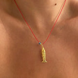 925 Silver | Red String Moving Fish Necklace (Luck & Prosperity)