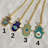 925 Silver | Enamel Hamsa Hand Necklace