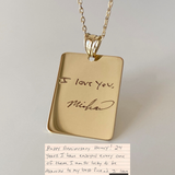 14K Gold | Unisex Custom Handwriting Engraved Necklace