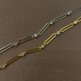 925 Silver | Rectangular Link Bracelet with Stone Detailing
