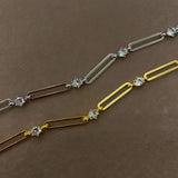 925 Silver | Rectangular Link Bracelet with Stone Detailing