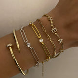 925 Silver | Rectangular Link Bracelet with Stone Detailing