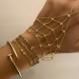 925 Silver | Net Pattern Hand Chain with Stones