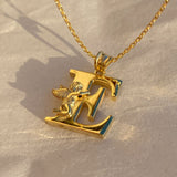 925 Silver | Unisex Angel Detail 3D Letter Necklace