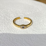 925 Silver | Minimal Eye Ring with Stone Detail