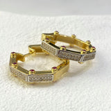 925 Silver | Trendy Octagonal Earrings with Stones