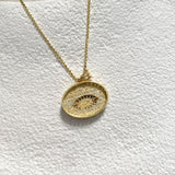 925 Silver | Dark Blue Enamel Eye Necklace with Stone Detailing