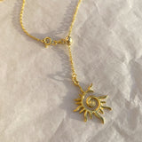 925 Silver | Adjustable Sun Pendant Cable Chain Necklace