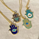 925 Silver | Enamel Hamsa Hand Necklace
