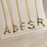 925 Silver | Custom Colorful Stone Letter Necklace