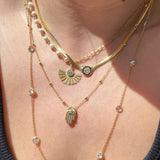 925 Silver | Flat Chain Necklace with Stones (Serenay Necklace)