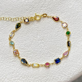 925 Silver | Colorful Asymmetric Stone Bracelet