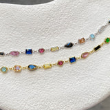 925 Silver | Colorful Asymmetric Stone Bracelet