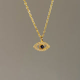 925 Silver | Minimal Dark Blue Stone Eye Necklace
