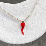 925 Silver | Genuine Pearl Red Pepper Charm Lucky Necklace