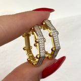 925 Silver | Trendy Octagonal Earrings with Stones