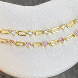 925 Silver | Oval Chain Heart Bracelet with Stones