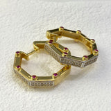 925 Silver | Trendy Octagonal Earrings with Stones