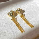 925 Silver | Dangling Chain Heart Earrings with Stone Detailing