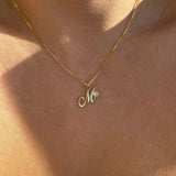 925 Silver | Box Chain White Stone Letter Necklace