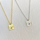 925 Silver | Minimal Square Pendant Eye Necklace