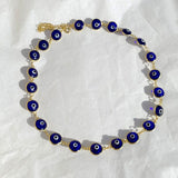 925 Silver | Large Dark Blue Enamel Evil Eye Choker
