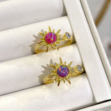 925 Silver | Sun Ring with Opal Stone