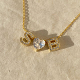 925 Silver | White Heart & Double Letter Necklace