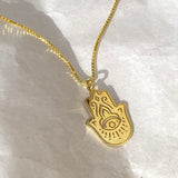 925 Silver | Box Chain Hamsa Hand Necklace