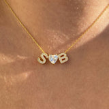 925 Silver | White Heart & Double Letter Necklace