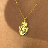 925 Silver | Box Chain Hamsa Hand Necklace